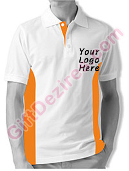 Designer White and Tangerine Color Logo Custom T Shirts